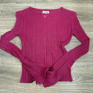 Future Collective Women's Ribbed Sheer Knit Top - Pink